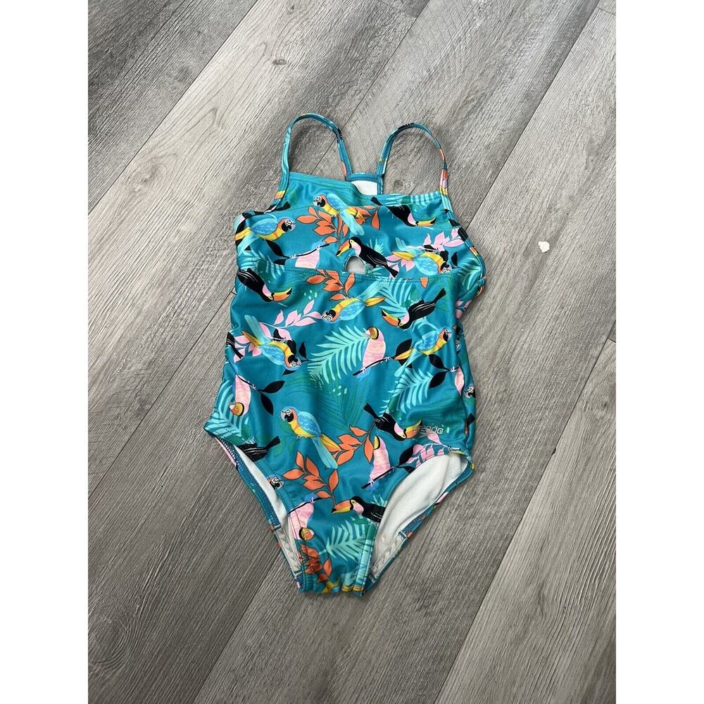 Girls Speedo Swimsuit Swim One Piece Youth Blue Size S Tucan